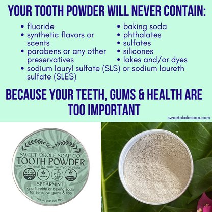 Spearmint Tooth Powder with Noni & 5% Hydroxyapatite - Renee Lane Company