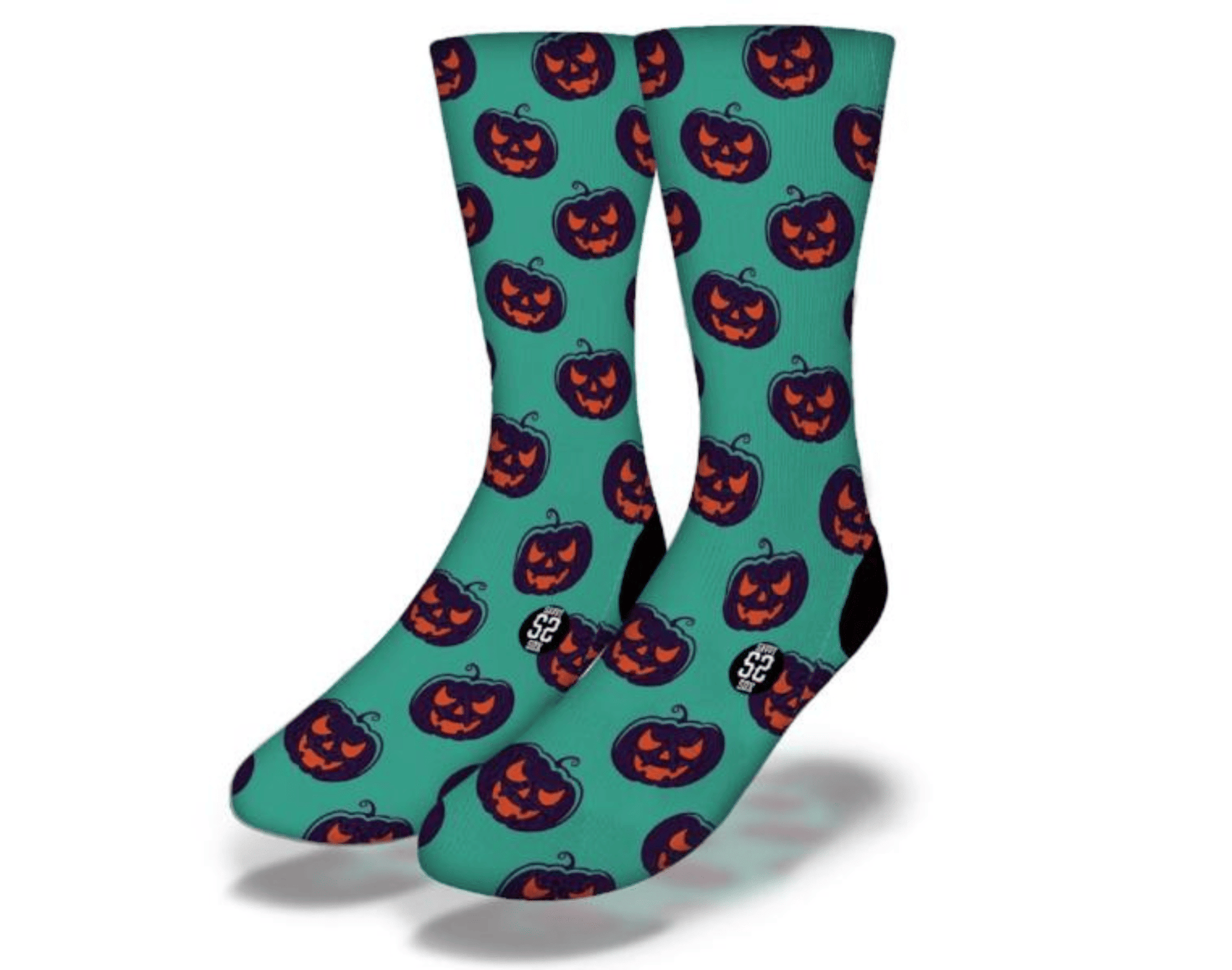 Spooky Silly Teal Pumpkin Pattern Fun Halloween Socks - Renee Lane Company