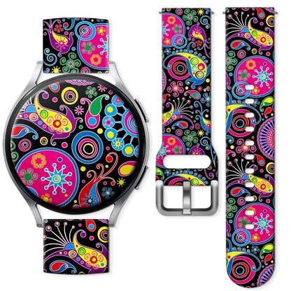Sport Bands Compatible for Galaxy Watch 6 Band/Galaxy Watch 5/Galaxy Watch 4 Band Galaxy Watch 5 Pro/Galaxy Watch 3/Active 2 Watch 20mm Soft Silicone Sports Strap Women Men(Cute Boho Flower) - Renee Lane Company