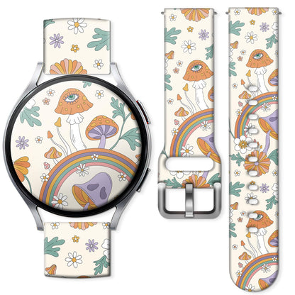 Sport Bands Compatible for Galaxy Watch 6 Band/Galaxy Watch 5/Galaxy Watch 4 Band Galaxy Watch 5 Pro/Galaxy Watch 3/Active 2 Watch 20mm Soft Silicone Sports Strap Women Men(Cute Mushrooms Rainbow) - Renee Lane Company