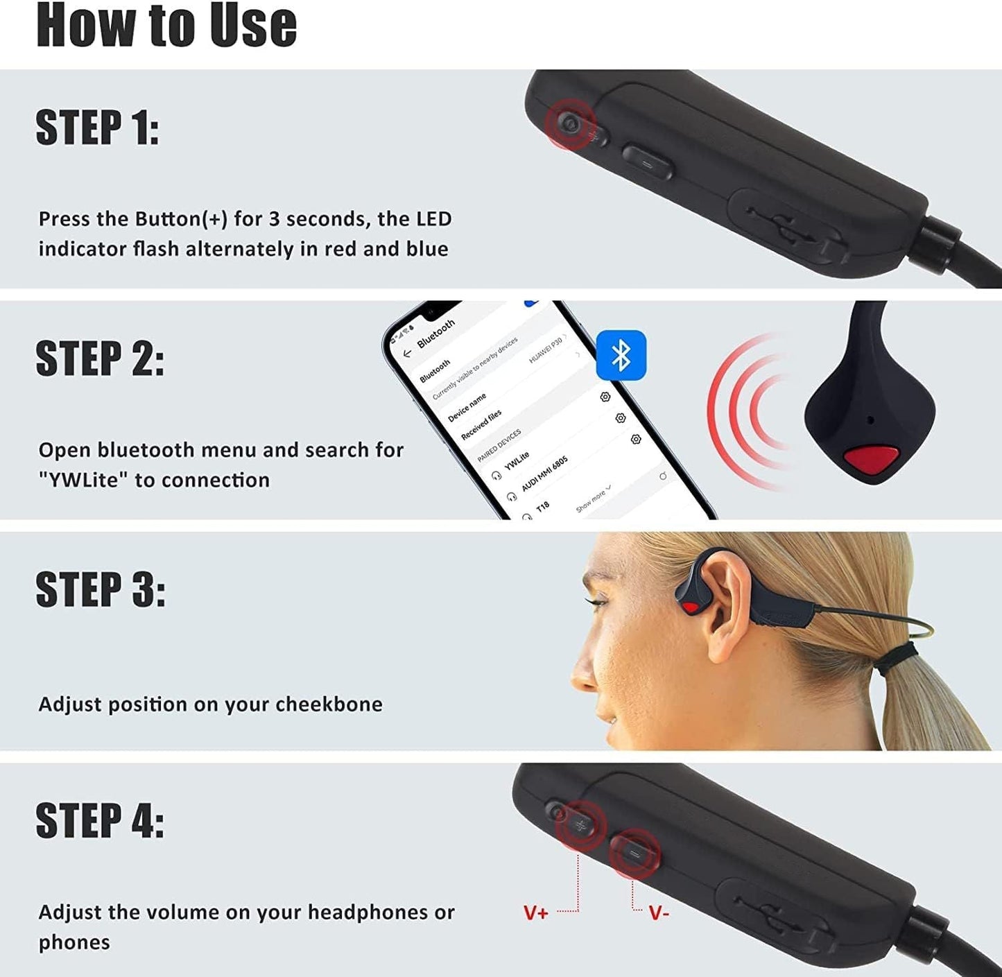 Sport Wireless Bone Conduction Earphones – Open-Ear Safety Design, IPX6 Sweat-proof, 8 Hrs Call - Renee Lane Company