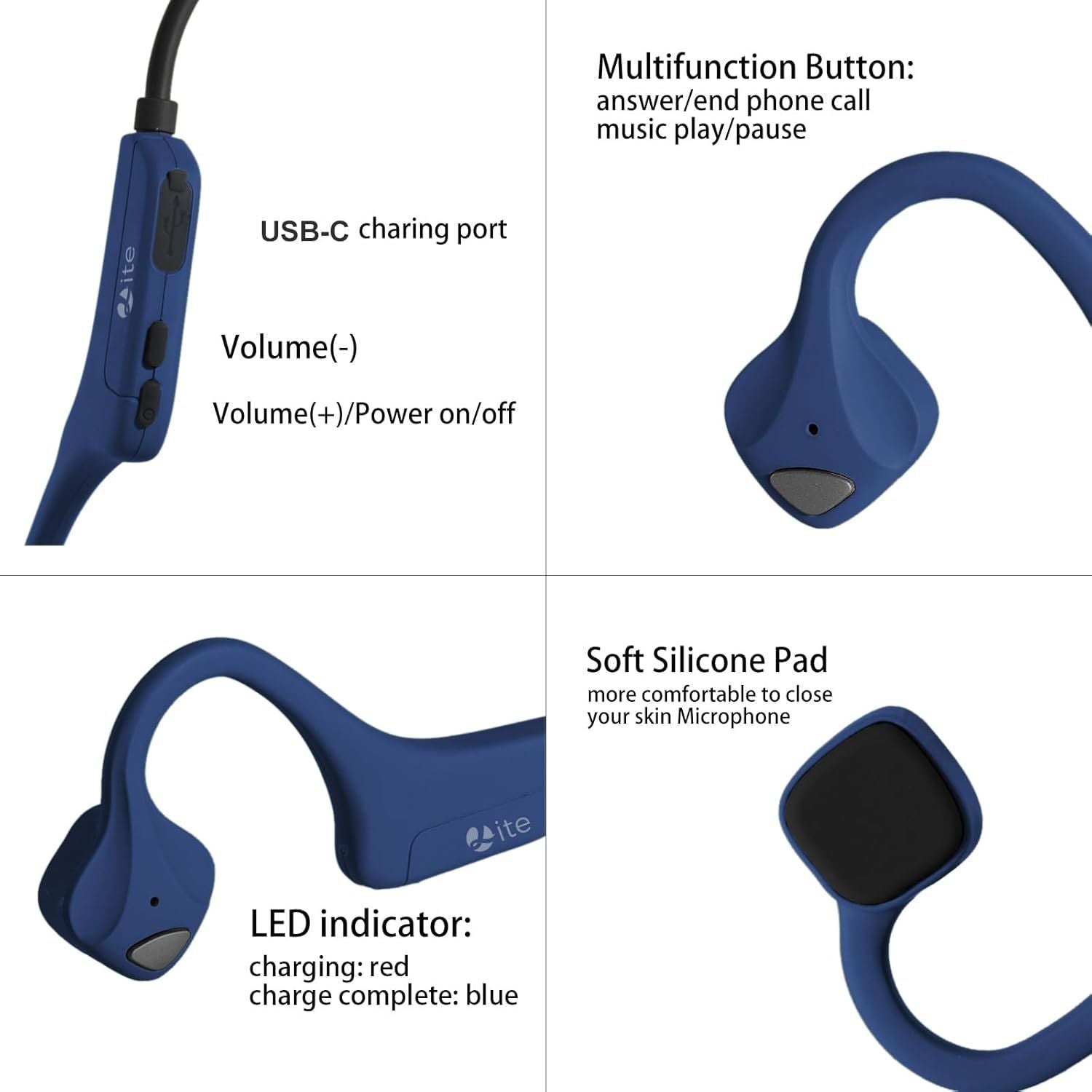 Sport Wireless Bone Conduction Earphones – Open-Ear Safety Design, IPX6 Sweat-proof, 8 Hrs Call - Renee Lane Company