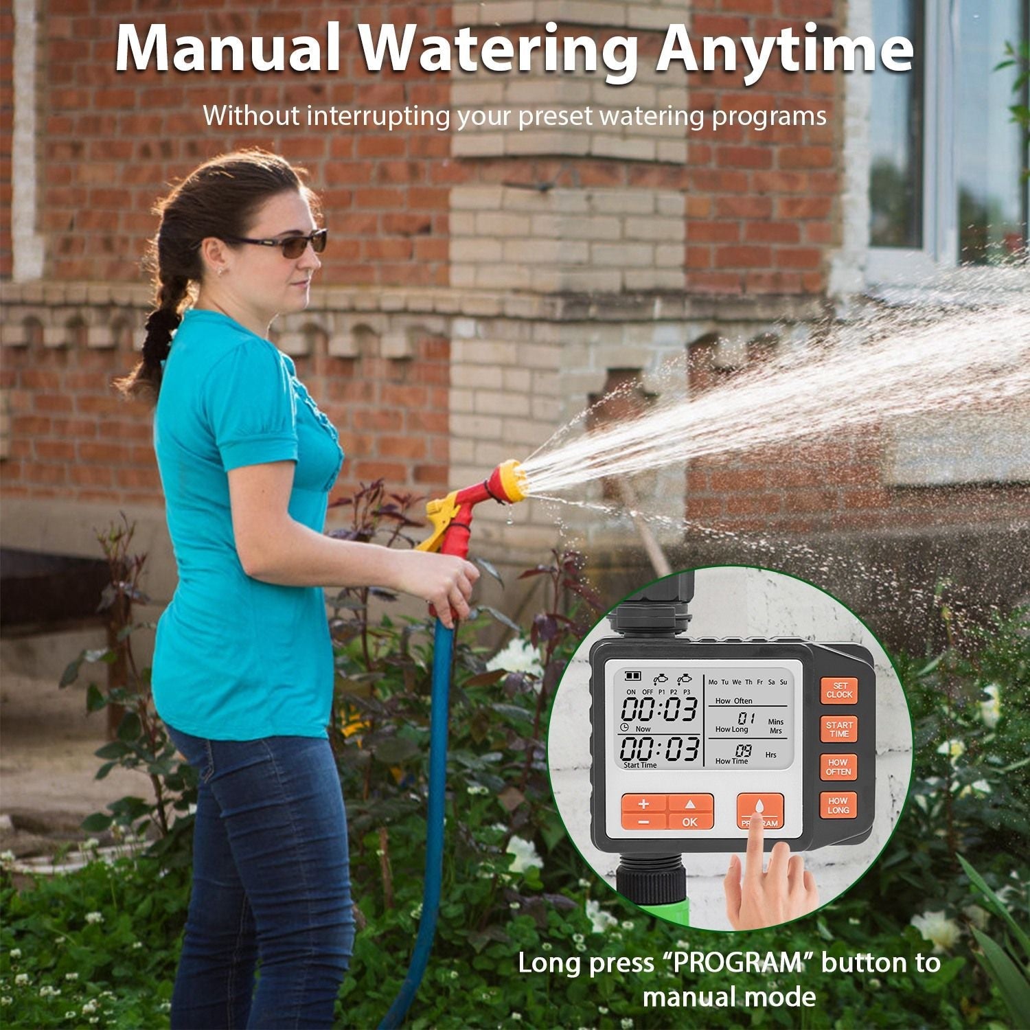 Sprinkler Timer with 3 Watering Programs Manual Mode Automatic Watering System Waterproof Irrigation Timer House Faucet Timer For Garden Yard Lawn - Renee Lane Company