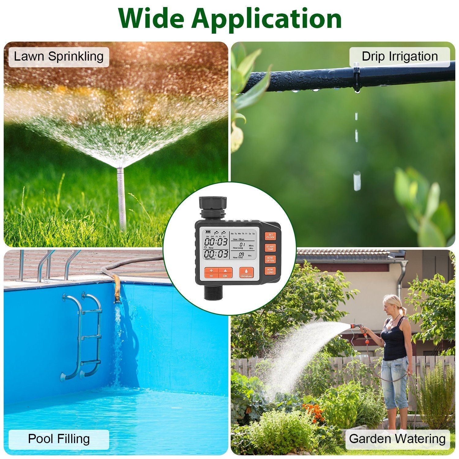 Sprinkler Timer with 3 Watering Programs Manual Mode Automatic Watering System Waterproof Irrigation Timer House Faucet Timer For Garden Yard Lawn - Renee Lane Company