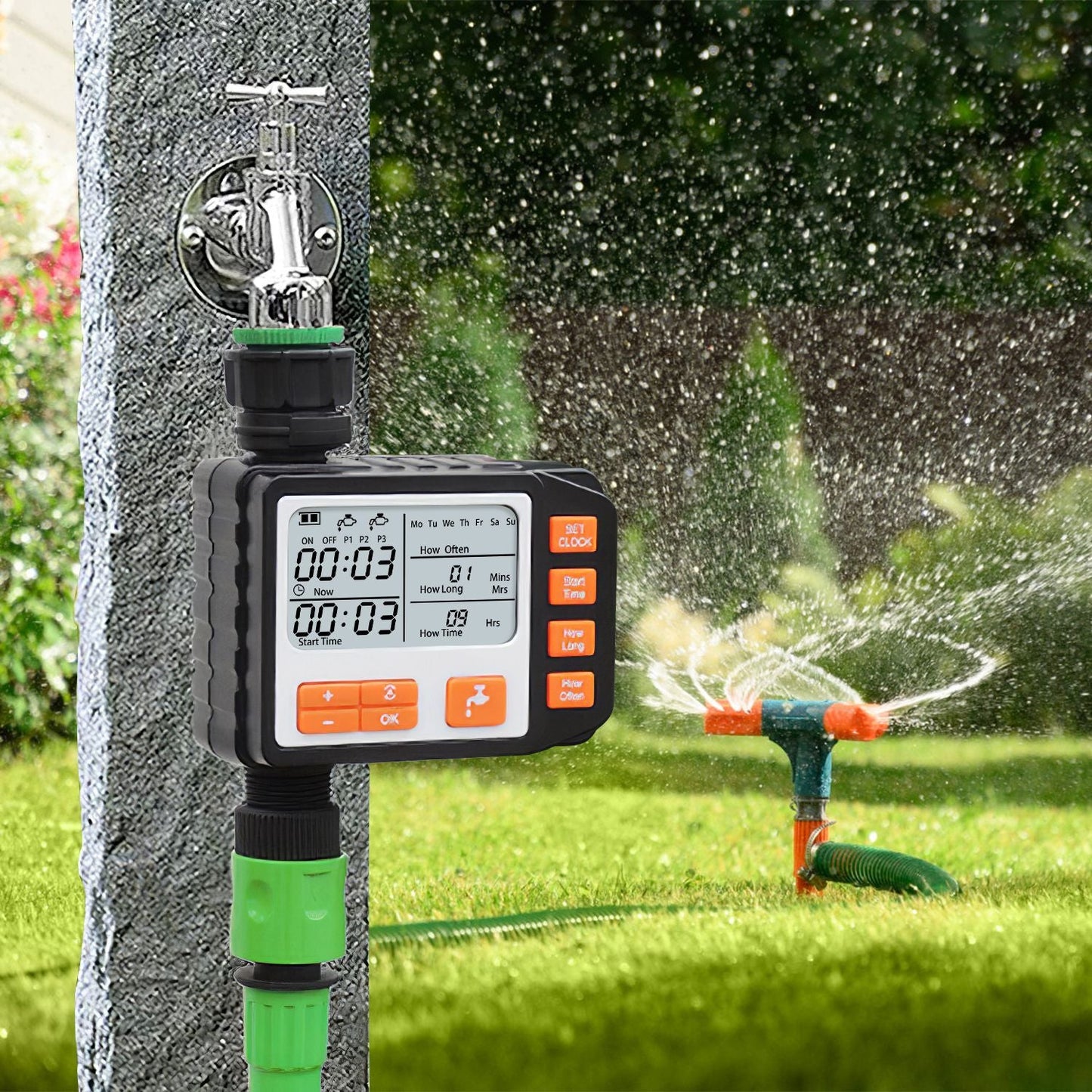 Sprinkler Timer with 3 Watering Programs Manual Mode Automatic Watering System Waterproof Irrigation Timer House Faucet Timer For Garden Yard Lawn - Renee Lane Company