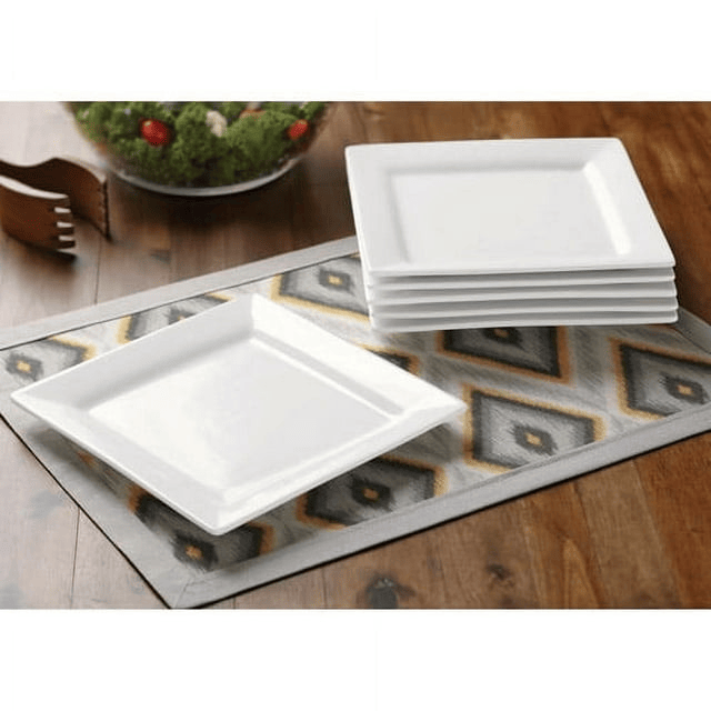 Square Porcelain Salad Plates, White, Set of 6 - Renee Lane Company