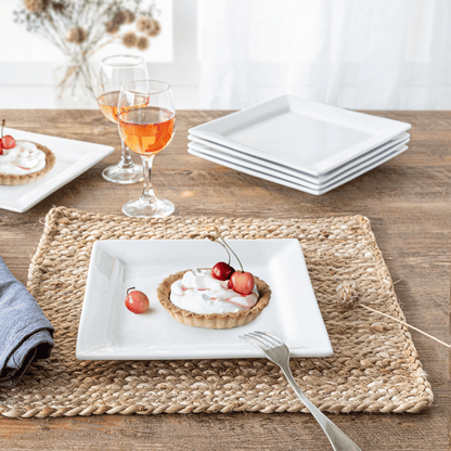 Square Porcelain Salad Plates, White, Set of 6 - Renee Lane Company