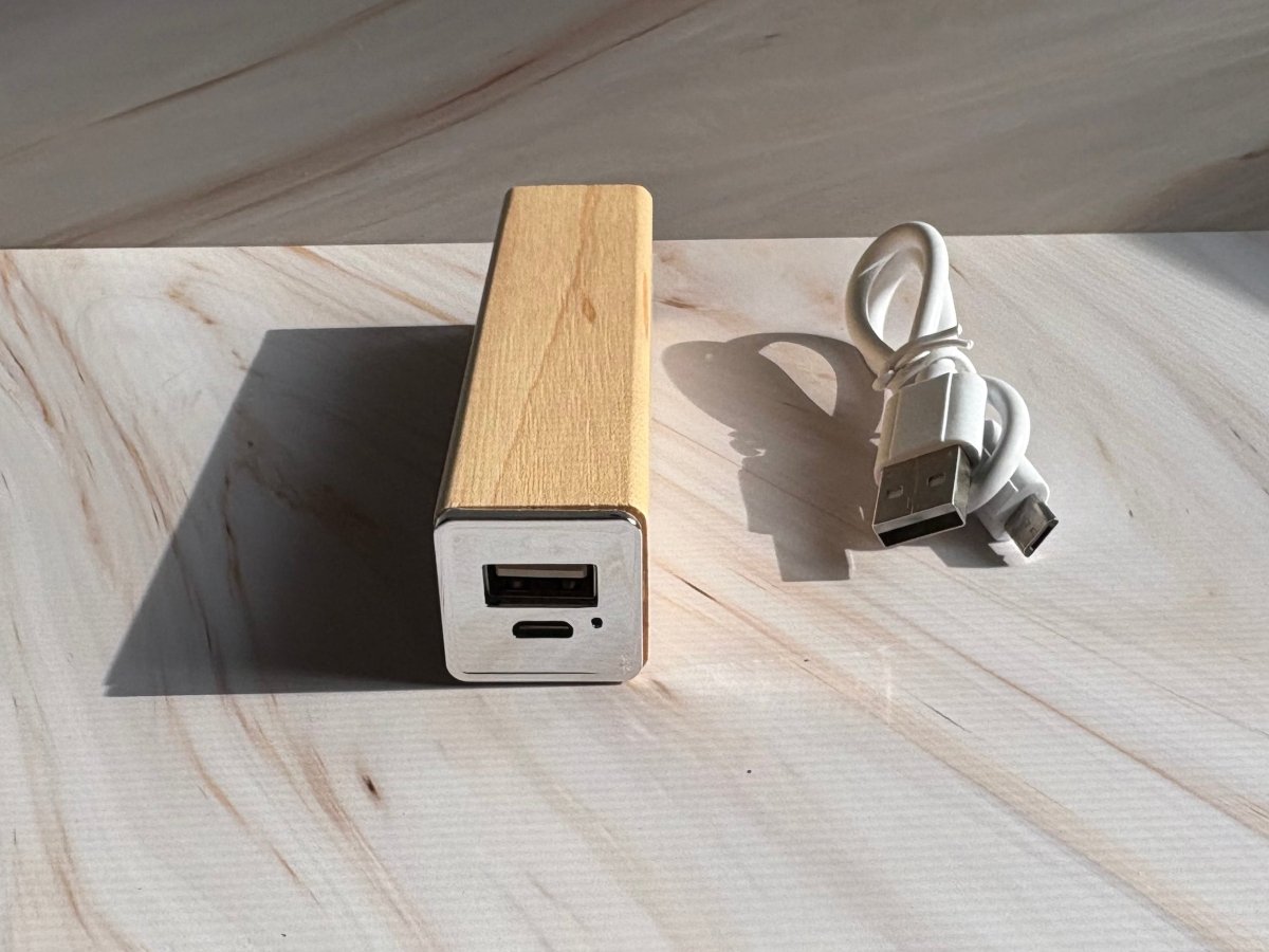 Square Tube Maple Power Bank – Compact 2200mAh Charger - Renee Lane Company