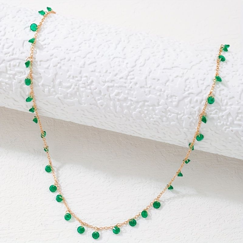 St. Patrick's Day Vintage Irregular Green Pendant Necklace Neck Chain Choker - Renee Lane Company