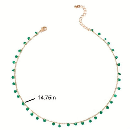 St. Patrick's Day Vintage Irregular Green Pendant Necklace Neck Chain Choker - Renee Lane Company