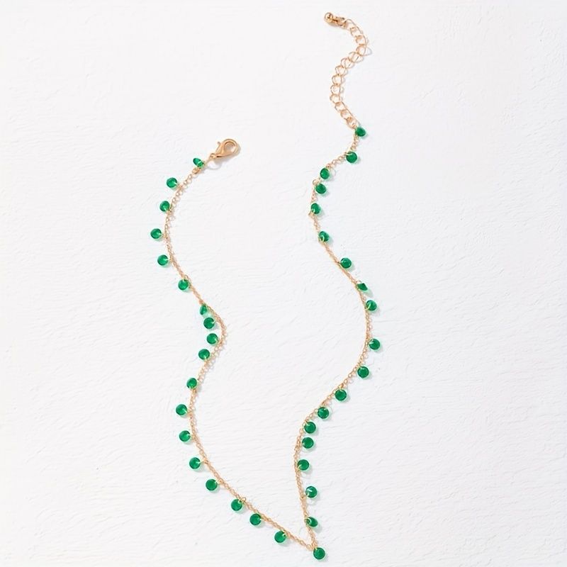 St. Patrick's Day Vintage Irregular Green Pendant Necklace Neck Chain Choker - Renee Lane Company