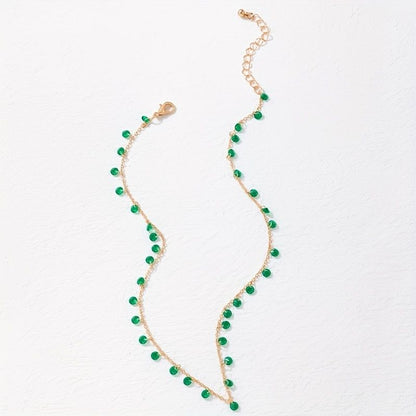 St. Patrick's Day Vintage Irregular Green Pendant Necklace Neck Chain Choker - Renee Lane Company