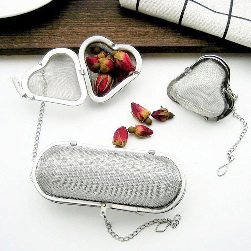 Stainless Steel Cooking Spices Infuser Fine Mesh Loose Tea Herbal Strainer Extended Chain Kitchen Seasoning Balls Outdoor Home Kitchen Accessories - Renee Lane Company