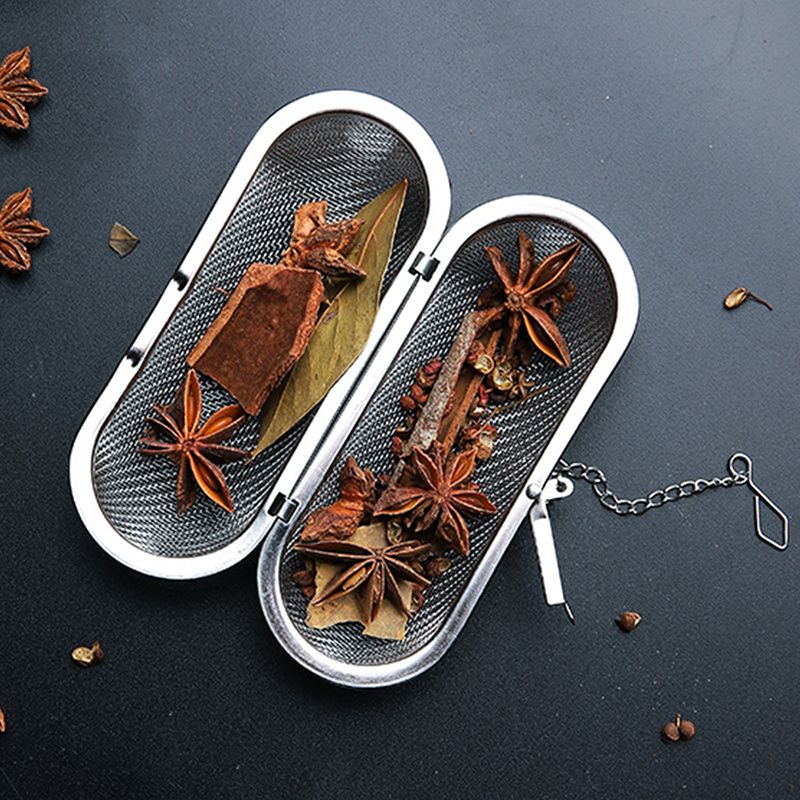 Stainless Steel Cooking Spices Infuser Fine Mesh Loose Tea Herbal Strainer Extended Chain Kitchen Seasoning Balls Outdoor Home Kitchen Accessories - Renee Lane Company