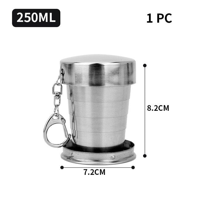 Stainless Steel Folding Cup Portable Outdoor Travel Camping Telescopic Cup Ourdoor Foldable Drinkware 75ml/150ml/250ml - Renee Lane Company