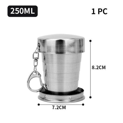 Stainless Steel Folding Cup Portable Outdoor Travel Camping Telescopic Cup Ourdoor Foldable Drinkware 75ml/150ml/250ml - Renee Lane Company