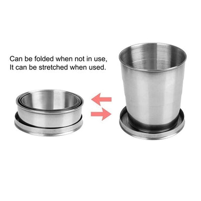 Stainless Steel Folding Cup Portable Outdoor Travel Camping Telescopic Cup Ourdoor Foldable Drinkware 75ml/150ml/250ml - Renee Lane Company