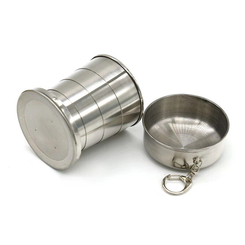 Stainless Steel Folding Cup Portable Outdoor Travel Camping Telescopic Cup Ourdoor Foldable Drinkware 75ml/150ml/250ml - Renee Lane Company