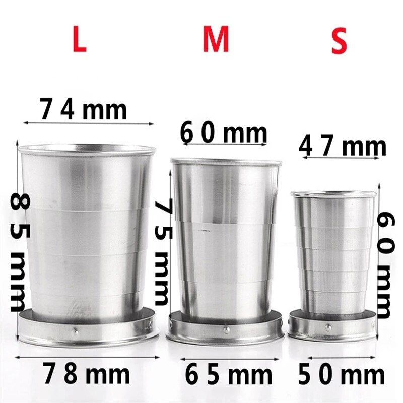 Stainless Steel Folding Cup Portable Outdoor Travel Camping Telescopic Cup Ourdoor Foldable Drinkware 75ml/150ml/250ml - Renee Lane Company