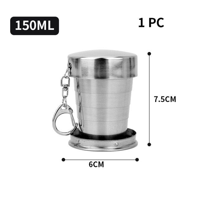 Stainless Steel Folding Cup Portable Outdoor Travel Camping Telescopic Cup Ourdoor Foldable Drinkware 75ml/150ml/250ml - Renee Lane Company