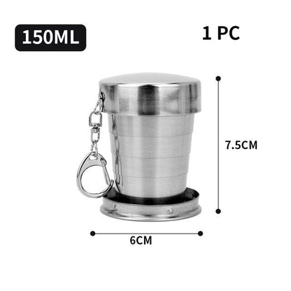 Stainless Steel Folding Cup Portable Outdoor Travel Camping Telescopic Cup Ourdoor Foldable Drinkware 75ml/150ml/250ml - Renee Lane Company
