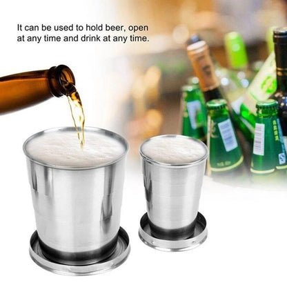 Stainless Steel Folding Cup Portable Outdoor Travel Camping Telescopic Cup Ourdoor Foldable Drinkware 75ml/150ml/250ml - Renee Lane Company