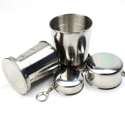 Stainless Steel Folding Cup Portable Outdoor Travel Camping Telescopic Cup Ourdoor Foldable Drinkware 75ml/150ml/250ml - Renee Lane Company