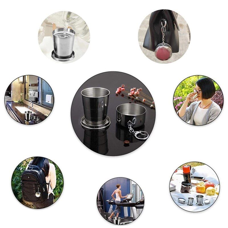 Stainless Steel Folding Cup Portable Outdoor Travel Camping Telescopic Cup Ourdoor Foldable Drinkware 75ml/150ml/250ml - Renee Lane Company