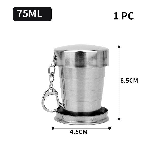 Stainless Steel Folding Cup Portable Outdoor Travel Camping Telescopic Cup Ourdoor Foldable Drinkware 75ml/150ml/250ml - Renee Lane Company