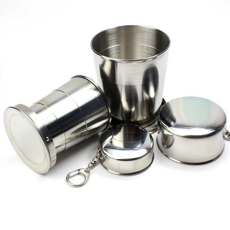 Stainless Steel Folding Cup Portable Outdoor Travel Camping Telescopic Cup Ourdoor Foldable Drinkware 75ml/150ml/250ml - Renee Lane Company