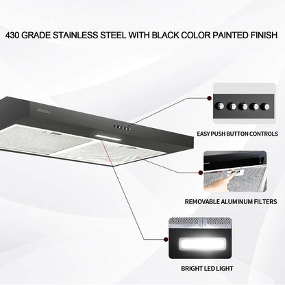 Stainless Steel Under Cabinet Range Hood Vent Cooking 230 CFM Kitchen 3 Speed cooker hood - Renee Lane Company