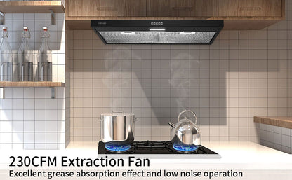 Stainless Steel Under Cabinet Range Hood Vent Cooking 230 CFM Kitchen 3 Speed cooker hood - Renee Lane Company