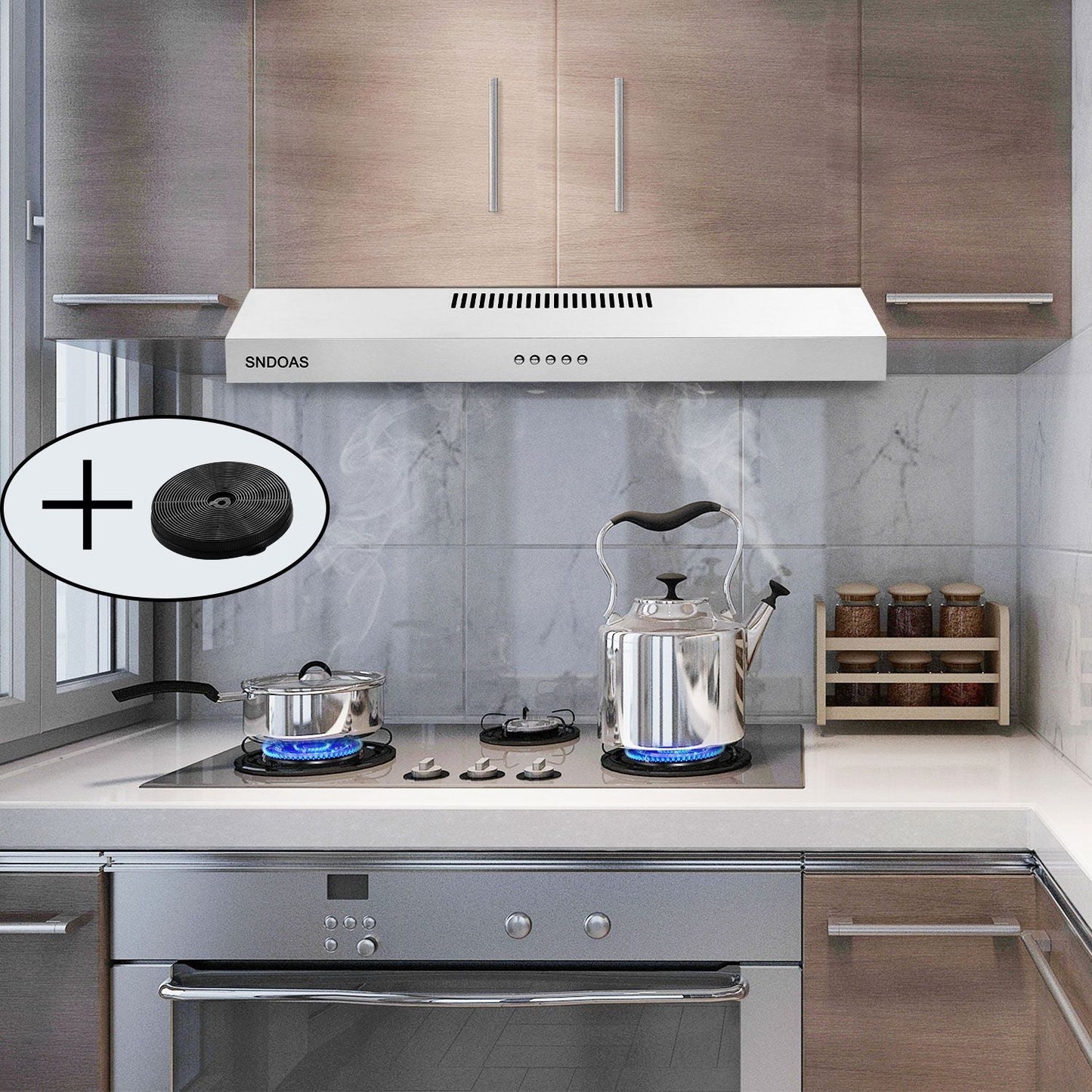 Stainless Steel Under Cabinet Range Hood Vent Cooking 230 CFM Kitchen 3 Speed cooker hood - Renee Lane Company