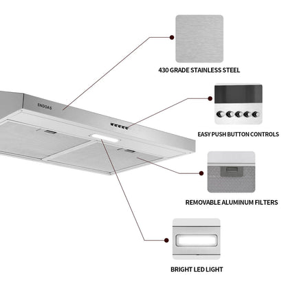 Stainless Steel Under Cabinet Range Hood Vent Cooking 230 CFM Kitchen 3 Speed cooker hood - Renee Lane Company