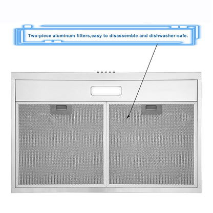 Stainless Steel Under Cabinet Range Hood Vent Cooking 230 CFM Kitchen 3 Speed cooker hood - Renee Lane Company