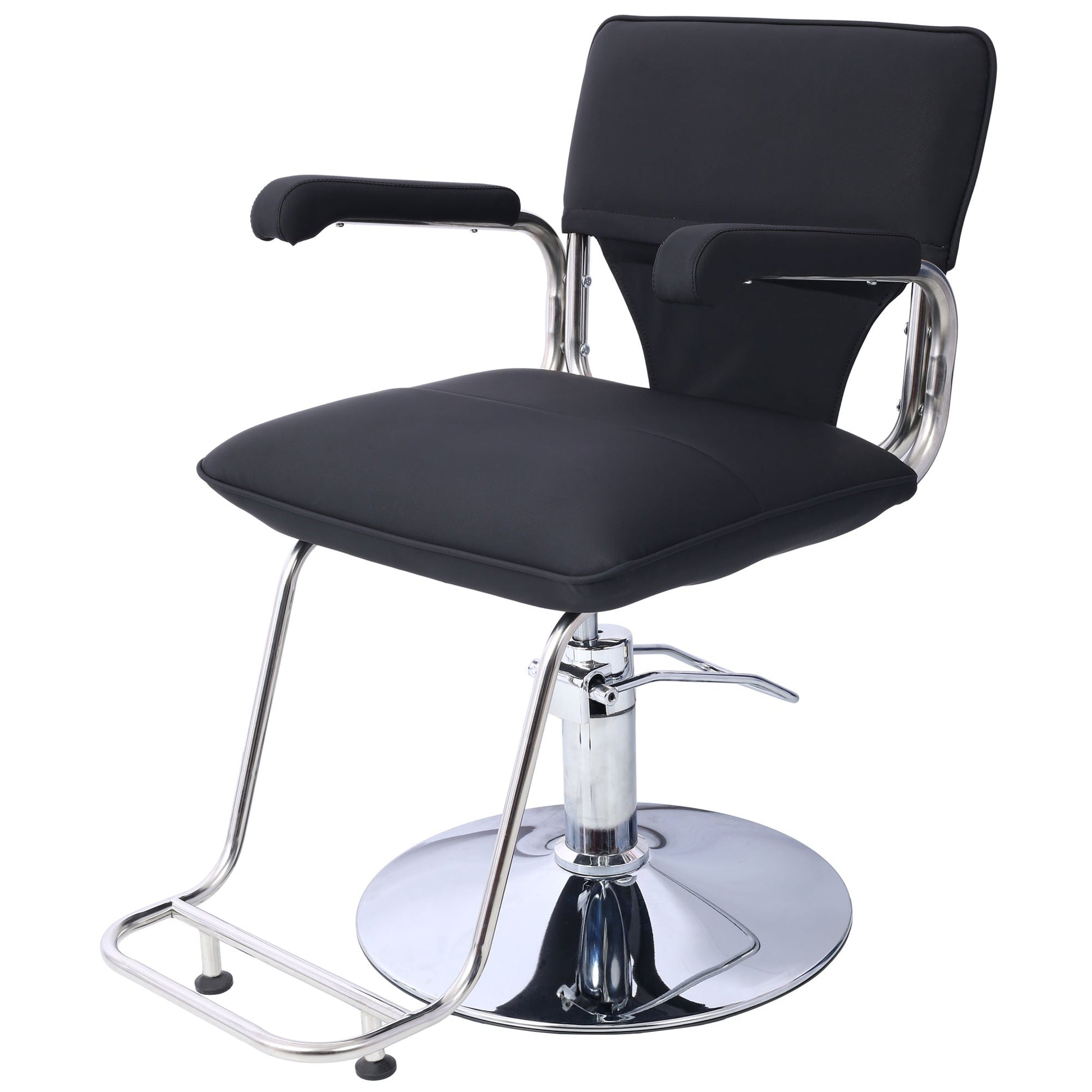 Stainless steel frame,Fashion style Hair Salon Chair Styling Heavy Duty Hydraulic Pump Barber Chair Beauty Shampoo Barbering Chair for Hair Stylist Women Man,with Barber Cape (Black) - Renee Lane Company
