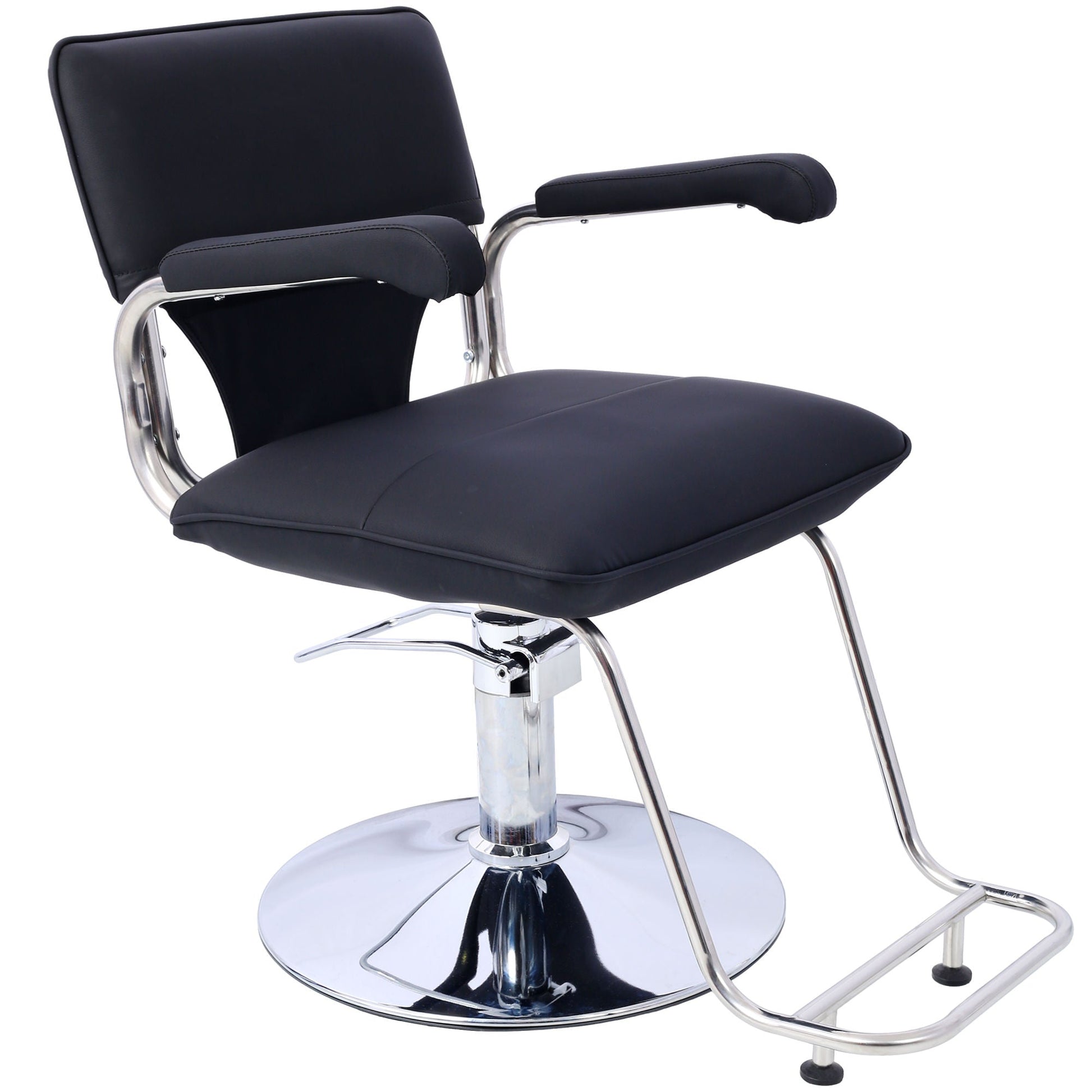 Stainless steel frame,Fashion style Hair Salon Chair Styling Heavy Duty Hydraulic Pump Barber Chair Beauty Shampoo Barbering Chair for Hair Stylist Women Man,with Barber Cape (Black) - Renee Lane Company