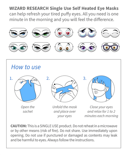 Steam Eye Masks Single Use - 10 Pack by Wizard Research - Renee Lane Company