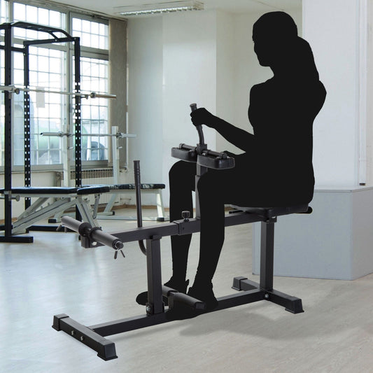 Steel Seated Calf Raise Machine Adjustable Leg Press Strength Training Gym Black - Renee Lane Company