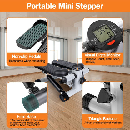 Stepper for Exercise Mini Fitness Stepper with 2 Resistance Bands LCD Monitor Max 330.7LBS Load Stair Stepper Quiet Stepper - Renee Lane Company
