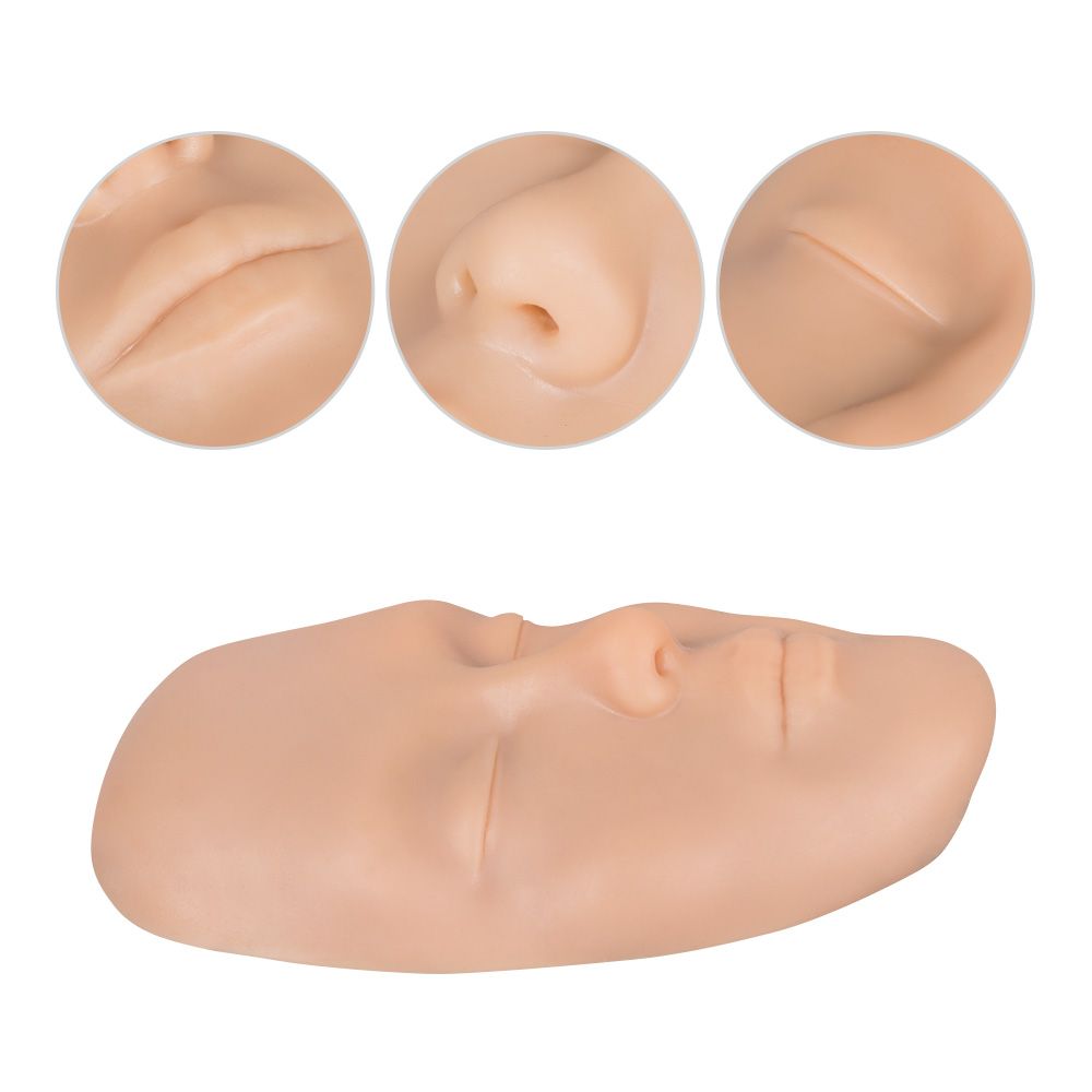 Stereoscopic Full Face Silicone Tattoo Practice Skin Microblading Mannequin Heads for Permanent Makeup Brows Nose Lips Eyes Line - Renee Lane Company