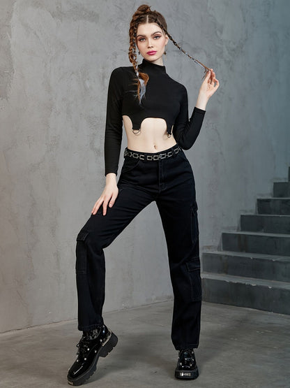 Stylish Skinny Stretchy Top, Long Sleeve Turtle Neck Solid Top, Casual Every Day Tops, Women's Clothing - Renee Lane Company