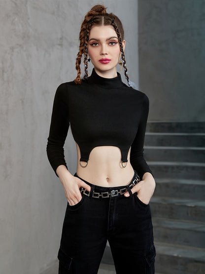 Stylish Skinny Stretchy Top, Long Sleeve Turtle Neck Solid Top, Casual Every Day Tops, Women's Clothing - Renee Lane Company