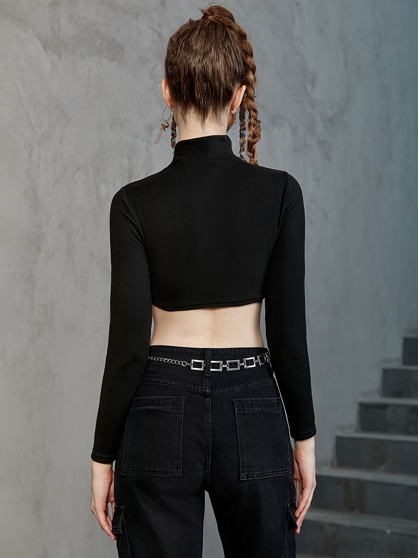 Stylish Skinny Stretchy Top, Long Sleeve Turtle Neck Solid Top, Casual Every Day Tops, Women's Clothing - Renee Lane Company