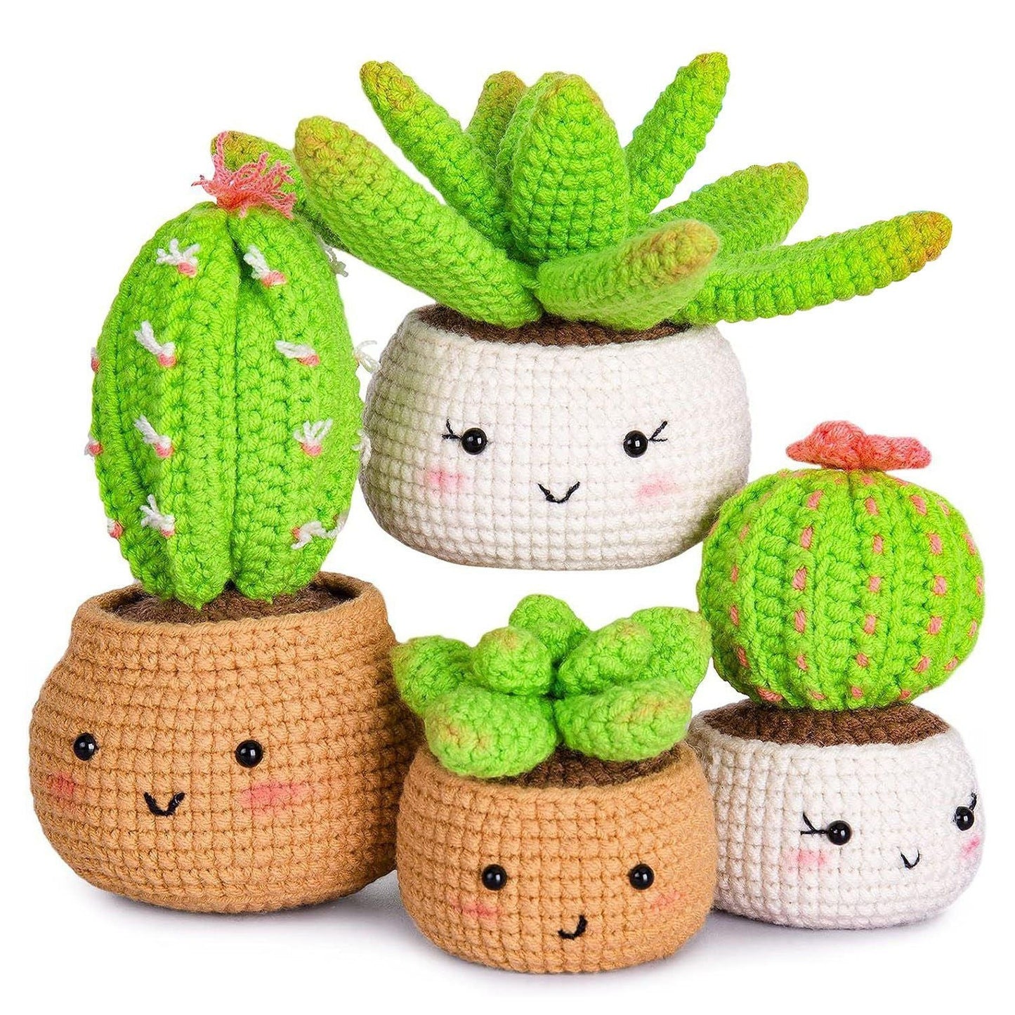 Succulents Crochet Kit Crochet Kit For Beginners DIY Knitting Supplies for Kids Adults 4 Patterns - Renee Lane Company