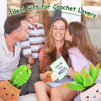 Succulents Crochet Kit Crochet Kit For Beginners DIY Knitting Supplies for Kids Adults 4 Patterns - Renee Lane Company