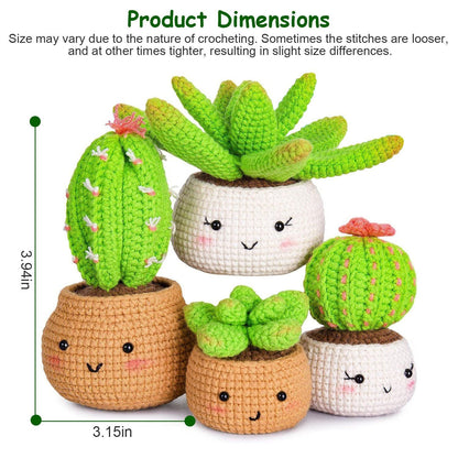 Succulents Crochet Kit Crochet Kit For Beginners DIY Knitting Supplies for Kids Adults 4 Patterns - Renee Lane Company