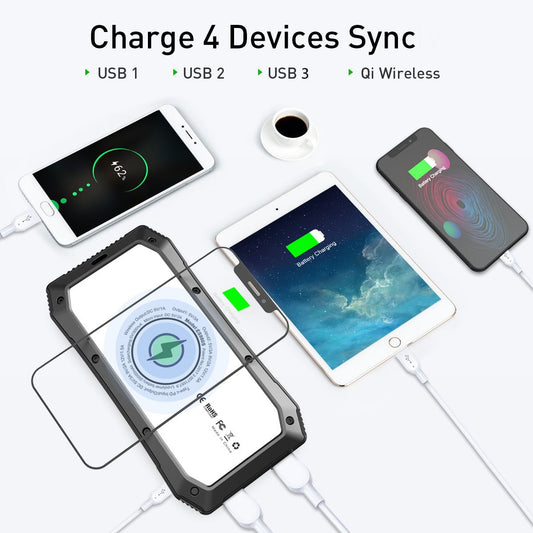 Sun Chaser Mini Solar Powered Wireless Phone Charger 10; 000 mAh With LED Flood Light - Renee Lane Company