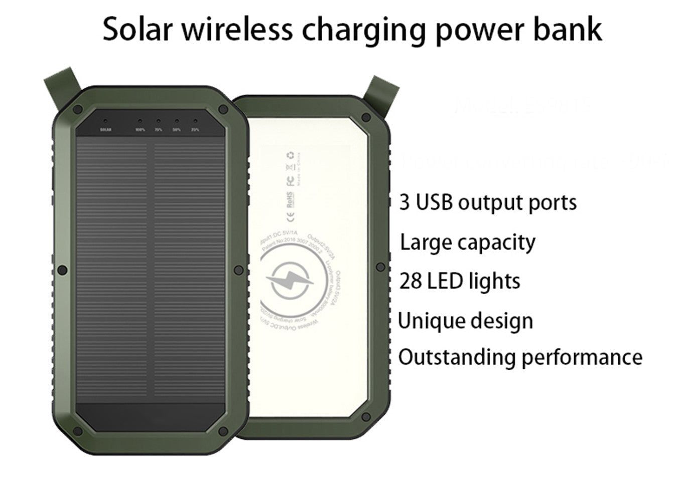 Sun Chaser Mini Solar Powered Wireless Phone Charger 10; 000 mAh With LED Flood Light - Renee Lane Company