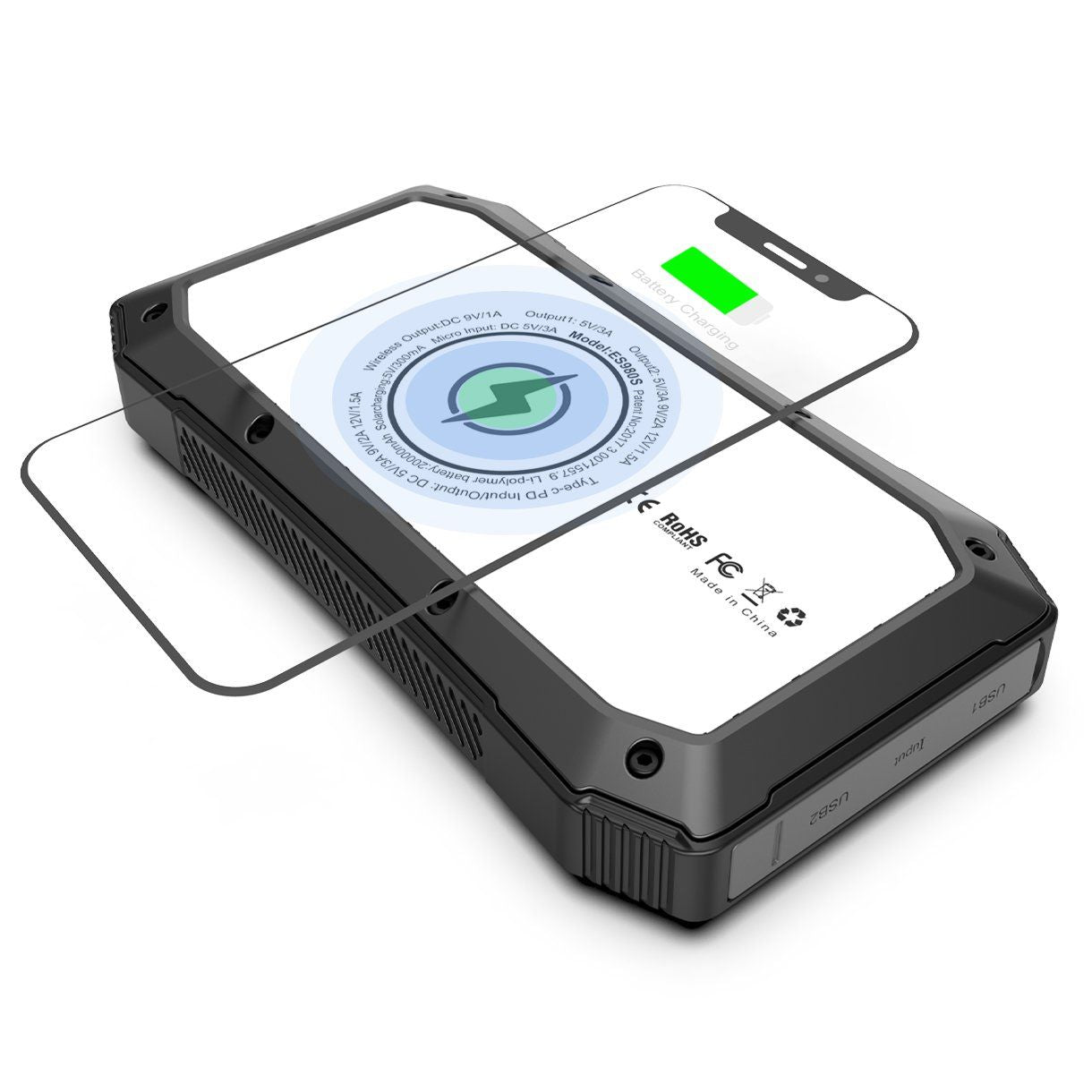 Sun Chaser Mini Solar Powered Wireless Phone Charger 10; 000 mAh With LED Flood Light - Renee Lane Company
